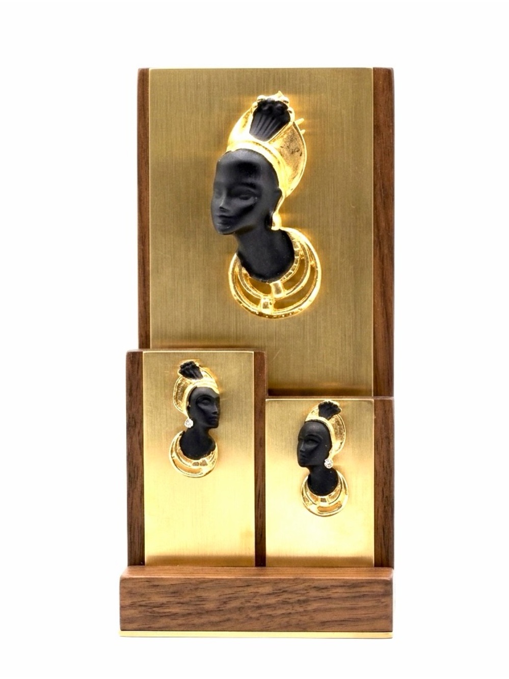 Vintage African Nubian Blackamoor Princess FULL Brooch & Earring Set NWT